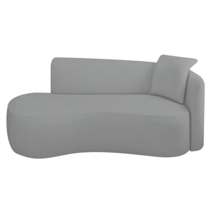 Divã Recamier Suíça Curvo Sala Recepção 150cm Lado Esquerdo Bouclé Cinza