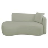 Divã Recamier Suíça Curvo Sala Recepção 150cm Lado Esquerdo Bouclé Verde Oliva