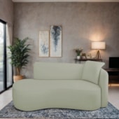 Divã Recamier Suíça Curvo Sala Recepção 150cm Lado Esquerdo Bouclé Verde Oliva
