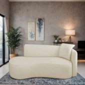 Divã Recamier Suíça Curvo Sala Recepção 150cm Lado Esquerdo Linho Bege