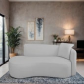 Divã Recamier Suíça Curvo Sala Recepção 150cm Lado Esquerdo Linho Cinza Claro