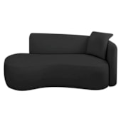 Divã Recamier Suíça Curvo Sala Recepção 150cm Lado Esquerdo Linho Preto