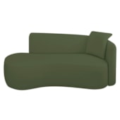 Divã Recamier Suíça Curvo Sala Recepção 150cm Lado Esquerdo Linho Verde