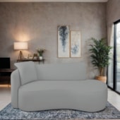 Divã Recamier Suíça Curvo Sala Recepção 180cm Lado Direito Bouclé Cinza