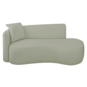 Divã Recamier Suíça Curvo Sala Recepção 180cm Lado Direito Bouclé Verde Oliva