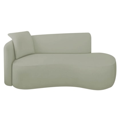 Divã Recamier Suíça Curvo Sala Recepção 180cm Lado Direito Bouclé Verde Oliva