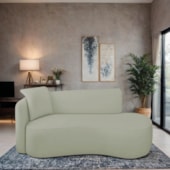 Divã Recamier Suíça Curvo Sala Recepção 180cm Lado Direito Bouclé Verde Oliva