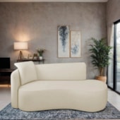 Divã Recamier Suíça Curvo Sala Recepção 180cm Lado Direito Linho Bege