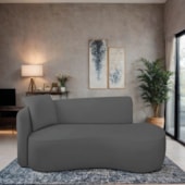 Divã Recamier Suíça Curvo Sala Recepção 180cm Lado Direito Linho Cinza Escuro