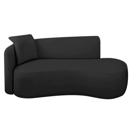 Divã Recamier Suíça Curvo Sala Recepção 180cm Lado Direito Linho Preto