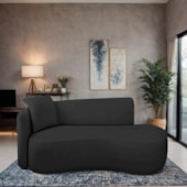 Divã Recamier Suíça Curvo Sala Recepção 180cm Lado Direito Linho Preto