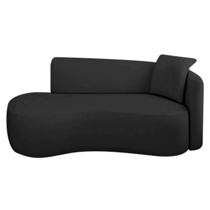 Divã Recamier Suíça Curvo Sala Recepção 180cm Lado Direito Linho Preto