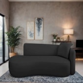 Divã Recamier Suíça Curvo Sala Recepção 180cm Lado Direito Linho Preto