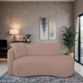 Divã Recamier Suíça Curvo Sala Recepção 180cm Lado Direito Linho Rose