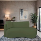 Divã Recamier Suíça Curvo Sala Recepção 180cm Lado Direito Linho Verde