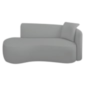 Divã Recamier Suíça Curvo Sala Recepção 180cm Lado Esquerdo Bouclé Cinza
