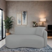 Divã Recamier Suíça Curvo Sala Recepção 180cm Lado Esquerdo Bouclé Cinza