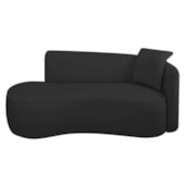 Divã Recamier Suíça Curvo Sala Recepção 180cm Lado Esquerdo Bouclé Preto