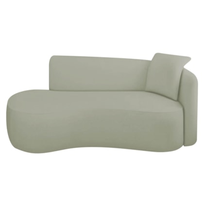 Divã Recamier Suíça Curvo Sala Recepção 180cm Lado Esquerdo Bouclé Verde Oliva