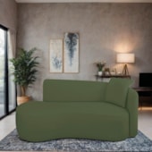 Divã Recamier Suíça Curvo Sala Recepção 180cm Lado Esquerdo Linho Verde