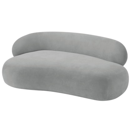 ivã Recamier Sofá Curvo Canadá Lado Direito 200cm Luxo Sala Recepção Bouclé Cinza - Amarena Móveis