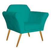 Kit 02 Poltrona Cadeira Decorativa Marcela Corano Azul Turquesa para Sala de Estar Recepção Escritório Quarto Luxo Conforto - AM Decor