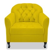 Kit 02 Poltrona Cadeira Sofá Julia com Botonê Pés Luiz XV para Sala de Estar Recepção Quarto Escritório Corano Amarelo - AM Decor