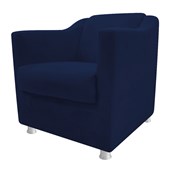 Kit 02 Poltronas Cadeiras Decorativas Tilla Suede Azul Marinho Recepção Sala de Estar Quarto Cromado Quarto - AM Decor