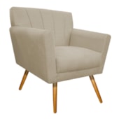 kit 02 Poltronas Decorativa Laura Palito Mel Suede Bege - Amarena Móveis