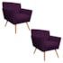 kit 02 Poltronas Decorativa Laura Palito Mel Suede Roxo - Amarena Móveis