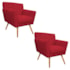 kit 02 Poltronas Decorativa Laura Palito Mel Suede Vermelho - Amarena Móveis