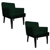 Kit 02 Poltronas Decorativas Cadeiras Vitoria Suede Verde para Recepção Sala de Estar Escritório Sala de Espera Consultório - AM Decor