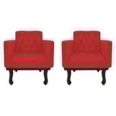 Kit 02 Poltronas Decorativas Classic Corano Vermelho - AM Decor Kit 02 Poltronas Decorativas Classic Corano Vermelho - AM Decor