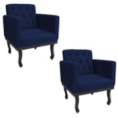 Kit 02 Poltronas Decorativas Classic Suede Azul Marinho - AM Decor