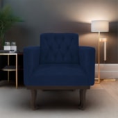 Kit 02 Poltronas Decorativas Classic Suede Azul Marinho - AM Decor