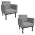 Kit 02 Poltronas Decorativas Classic Suede Cinza - AM Decor