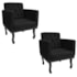 Kit 02 Poltronas Decorativas Classic Suede Preto - AM Decor