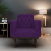 Kit 02 Poltronas Decorativas Classic Suede Roxo - AM Decor