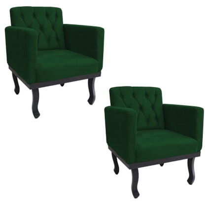 Kit 02 Poltronas Decorativas Classic Suede Verde - AM Decor