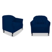 Kit 02 Poltronas Decorativas Julia Suede Azul Marinho - Amarena Móveis