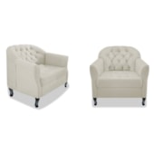 Kit 02 Poltronas Decorativas Julia Suede Bege - Amarena Móveis