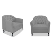 Kit 02 Poltronas Decorativas Julia Suede Cinza - Amarena Móveis