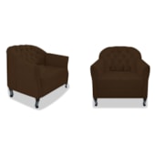 Kit 02 Poltronas Decorativas Julia Suede Marrom - Amarena Móveis