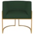 Kit 02 Poltronas Decorativas Luna Base de Ferro Dourado Linho Verde