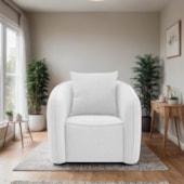 Kit 02 Poltronas Decorativas Sala de Estar Recepção Florença Bouclé Branco