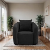 Kit 02 Poltronas Decorativas Sala de Estar Recepção Florença Bouclé Preto