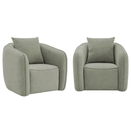 Kit 02 Poltronas Decorativas Sala de Estar Recepção Florença Bouclé Verde Oliva
