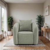 Kit 02 Poltronas Decorativas Sala de Estar Recepção Florença Bouclé Verde Oliva