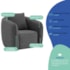 Kit 02 Poltronas Decorativas Sala de Estar Recepção Florença Linho Cinza Escuro