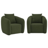 Kit 02 Poltronas Decorativas Sala de Estar Recepção Florença Linho Verde